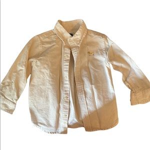 Janie and Jack yellow striped button down with embroidered dog